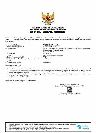Nomor Induk Berusaha (NIB)